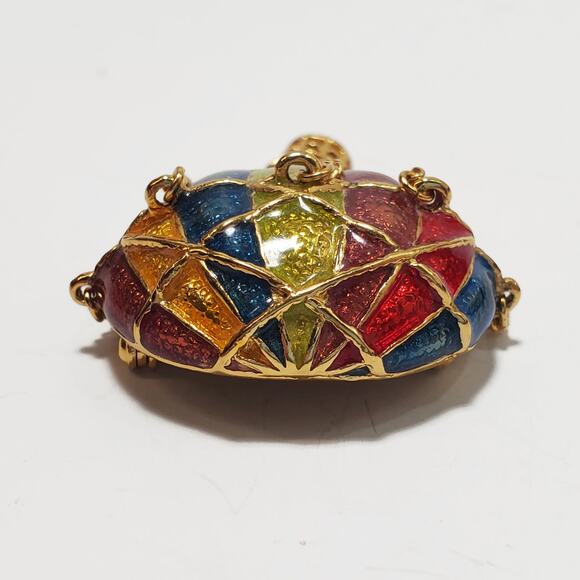 Vintage MFA Museum of Fine Arts Enamel Hot Air Balloon Dangle Basket Brooch - Picture 5 of 5